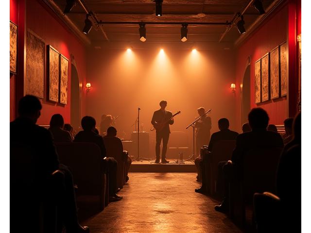 Ein Jazzmusiker tritt in einem gemütlichen, versteckten Jazzclub in Zürich auf.