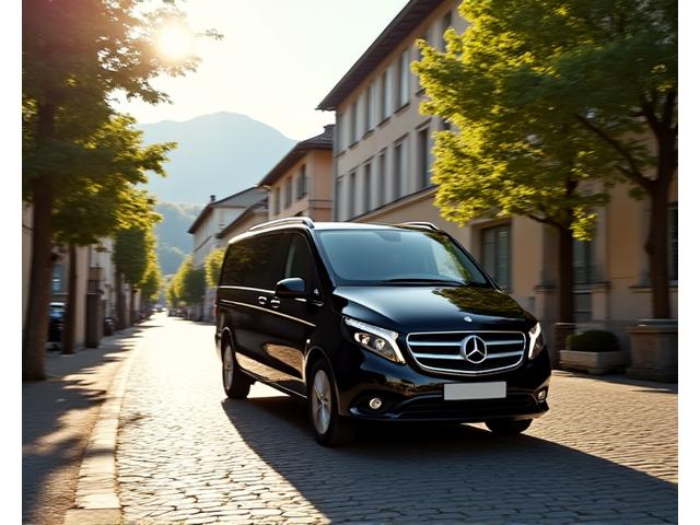 Komfortabler SUV fährt durch eine malerische Schweizer Stadt